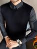 2025 Men's Winter Plus Velvet Warm Sweater Slim Fit Business Trendy Two-Piece Layer Shirt