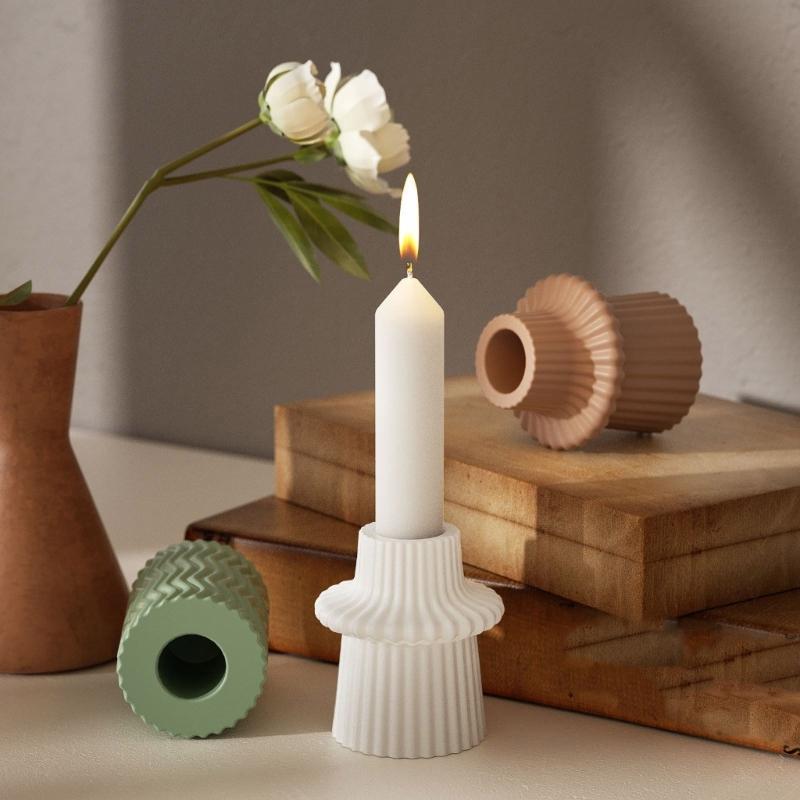 Creative Candle Holders Silicone Molds Premium Silicone Mold For Individualized Striped Candle Holder Ornament Creation