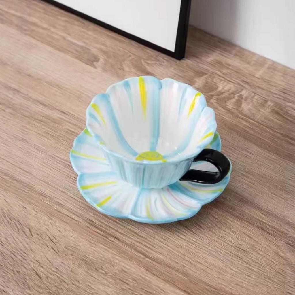 Unterglasurfarbige Blume Kaffeetasse Keramik Kaffeeladen Tasse Hoher Erscheinungsgrad Nischen Tasse und Untertasse Set