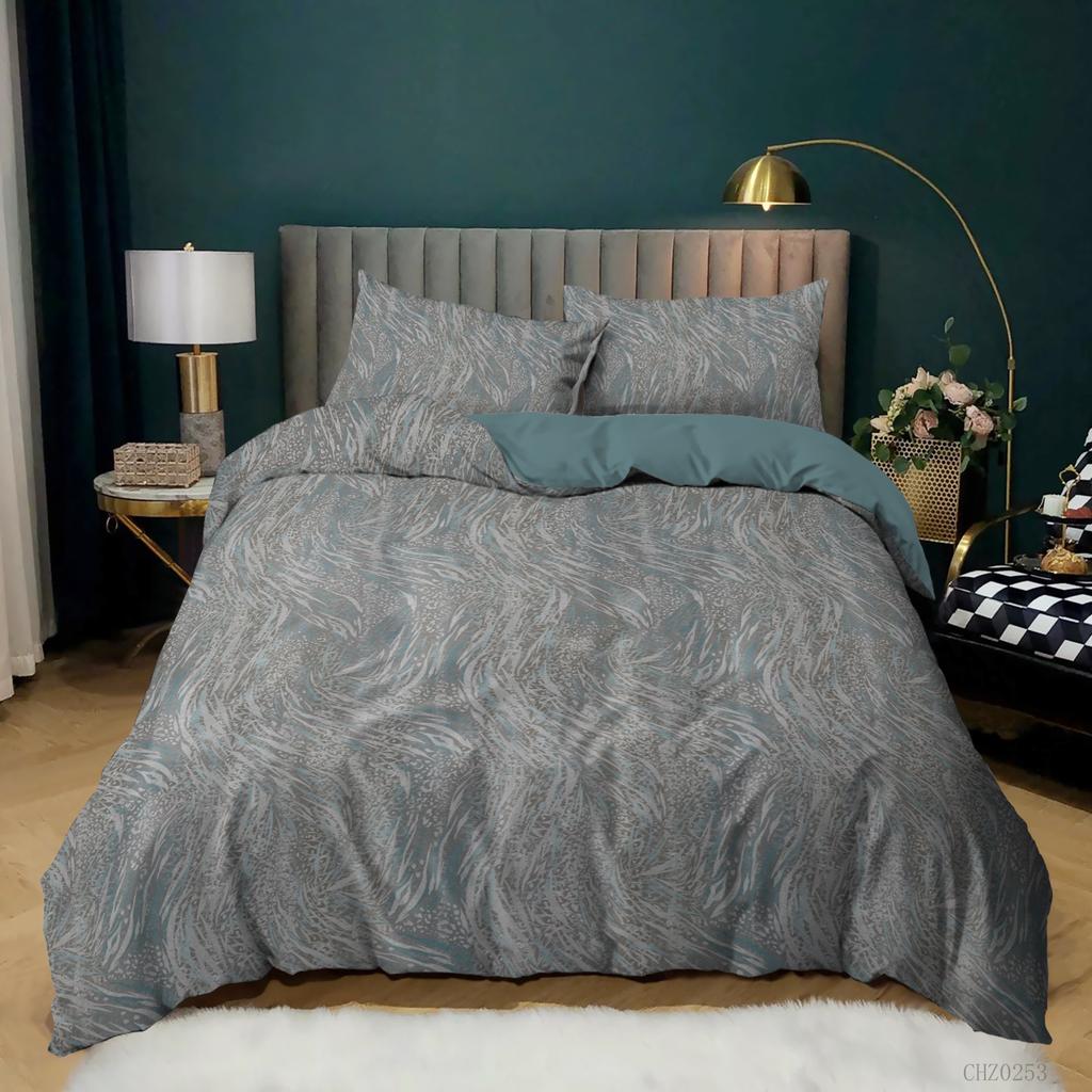 Simple Retro Printing Three-Piece Yama Dark Beast Kit Quilt Cover Bedding