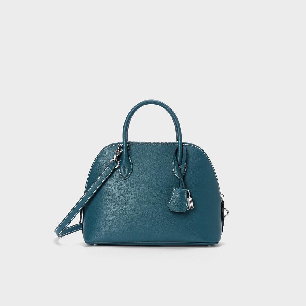 Leather shell bag women's new spring and summer light luxury high-end niche tote bag crossbody bowling bag