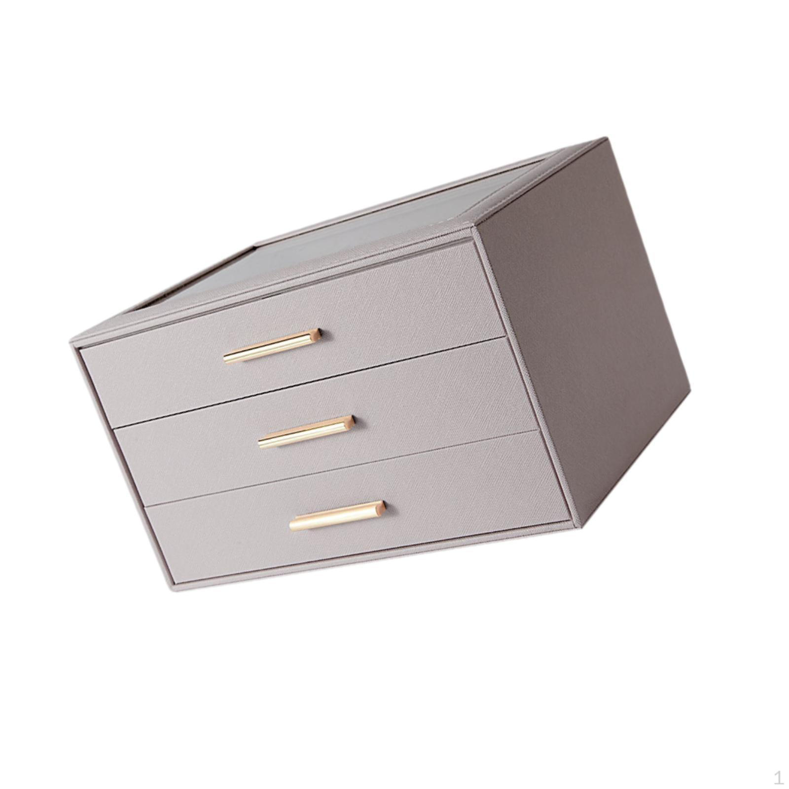 3-ярусный органайзер для украшений с ящиками, кейс-коробка для хранения gray silver