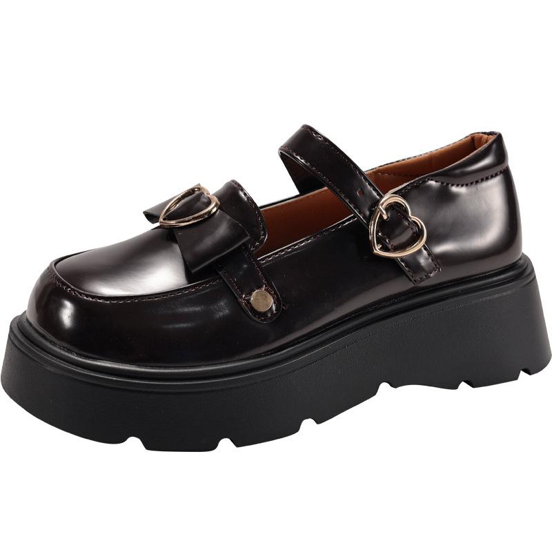 Queen Fan Black British Style Platform Small Leather Shoes Women's 2025 New Autumn Height Increasing French Love Single Shoes
