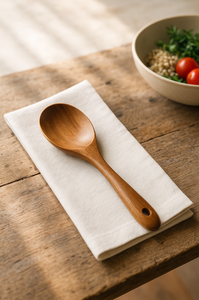 Küchenlöffel aus Holz, Kochlöffel aus Teakholz, Schöpfkelle, Suppen-/Reisschöpfer, Sieb, Misch-/Servierlöffel, Holzutensilien für die Küche