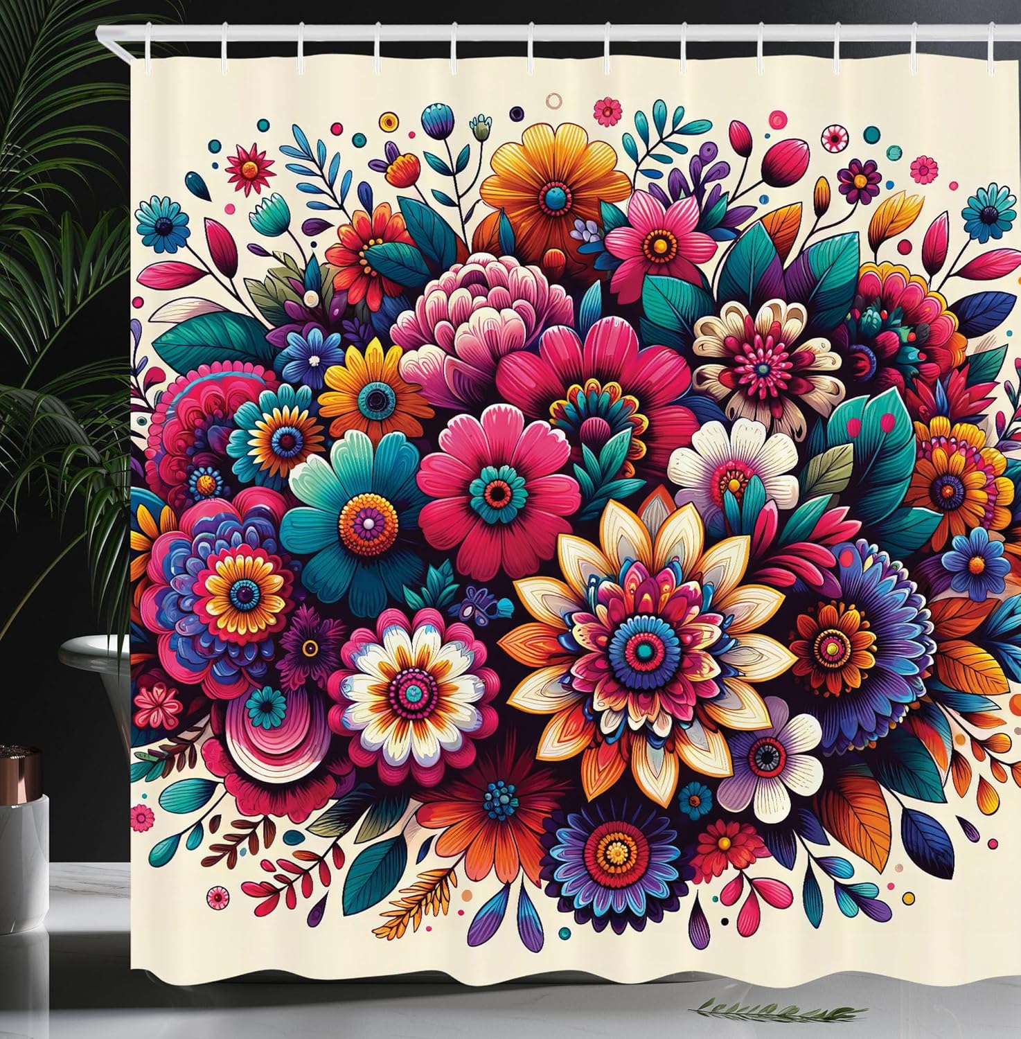 

Ethnic Shower Curtain, Diagonal Square With Circles Dramatic And Symmetric Shapes Ornament, Cloth Fabric Bathroom Decor Set W60H190(CM)-1 Pcs