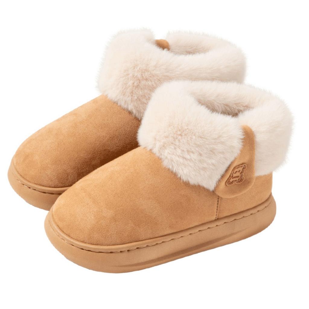 Hairy Cotton Shoes for Women In Winter, High Top Boots for Outdoor Wear, Anti Slip Thick Soled Bread Shoes, Suede Warm and Plush Thick Snow Boots