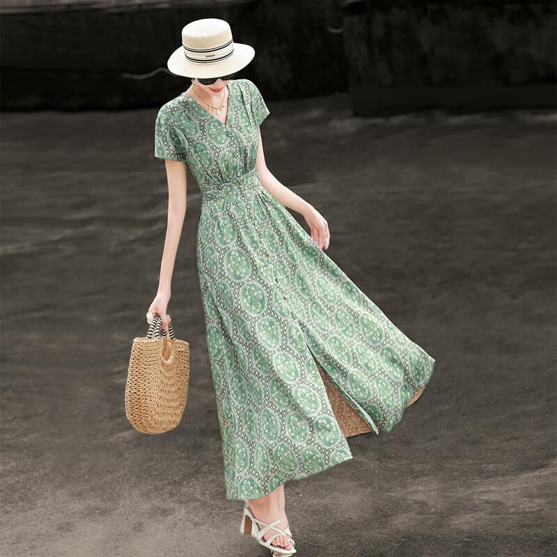 

Lanser Mint Mambo V-Neck Print Midi Dress XL