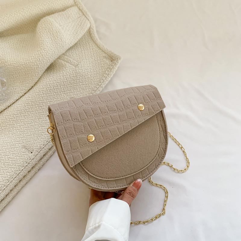 Шикарная мягкая фетровая сумка-седло для женщин Черная Малиновая Зеленая и Хаки Уличный стиль хаки