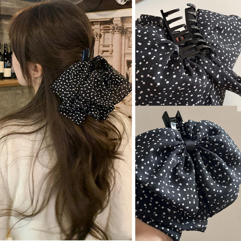 Erto Daily Hair Dot Ribbon Large Clip