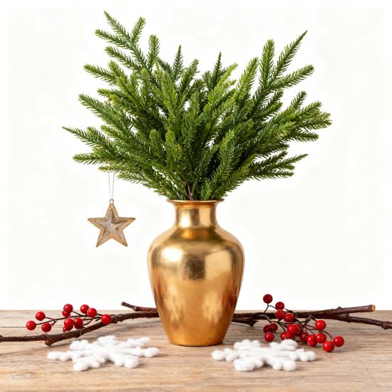 Umělé borové větve Realistické stonky borovice norfolkské Faux zelené listoví Větvičky borového jehličí pro DIY vánoční věnce Váza Vnitřní Venkovní dekorace