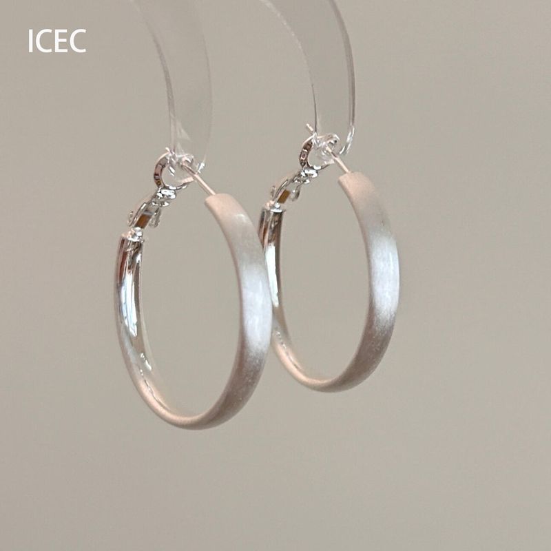 

Silver Matte Brushed Metal Circle Earrings for Women Fashion Cold Style Generous Stylish Unique Easiest for Match Simple Bracelet Earrings Silver Brushed Earrings Pair