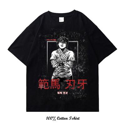 New Harajuku Vintage Washed T-shirt Anime Grappler Baki Kyokudai Taikai Cotton Streetwear Short Sleeve Unisex Oversized T-Shirt