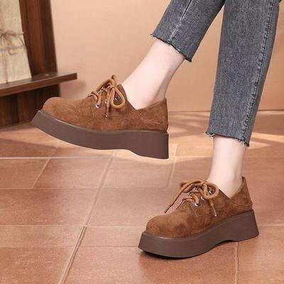 Retro Round-toe Platform Shoes for Women, Heightening Effect, Anti-slip, Versatile and Easy To Wear.