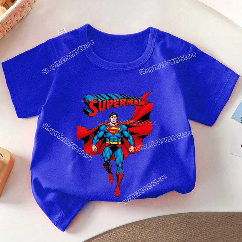 Anime Super Man Summer T Shirt Supermans Short Sleeve Tee Cartoon Print Boy Girl Clothes O Neck Casual Children Cotton Tops