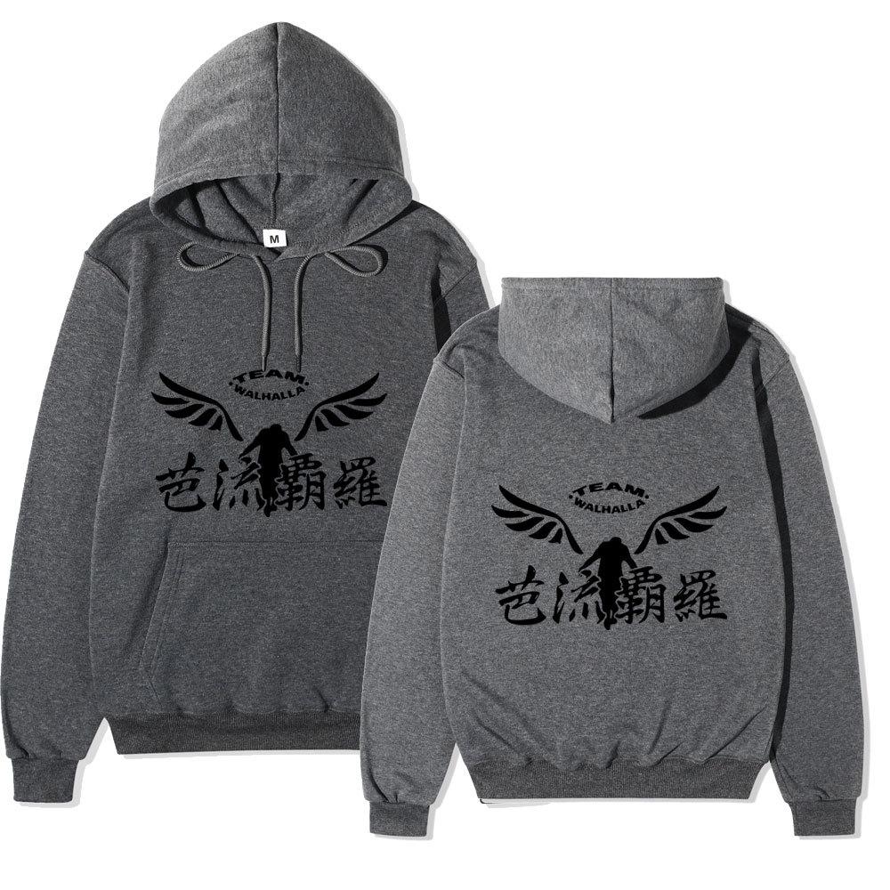 Tokyo Revengers Team Walhalla Unisex Fleece Hoodie Autumn Winter Wing Print Long Sleeve Casual Anime Pullover Sweatshirt
