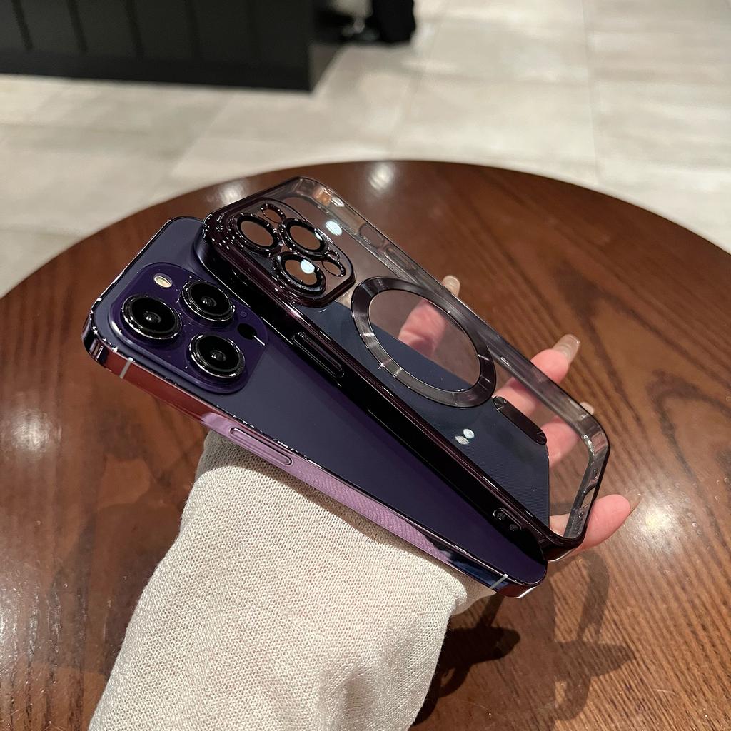 Luxury Plating Clear Magnetic For Magsafe Case For iPhone 15 14 13 12 11 Pro Max Plus Magnetic Wireless Charge Shockproof Cover