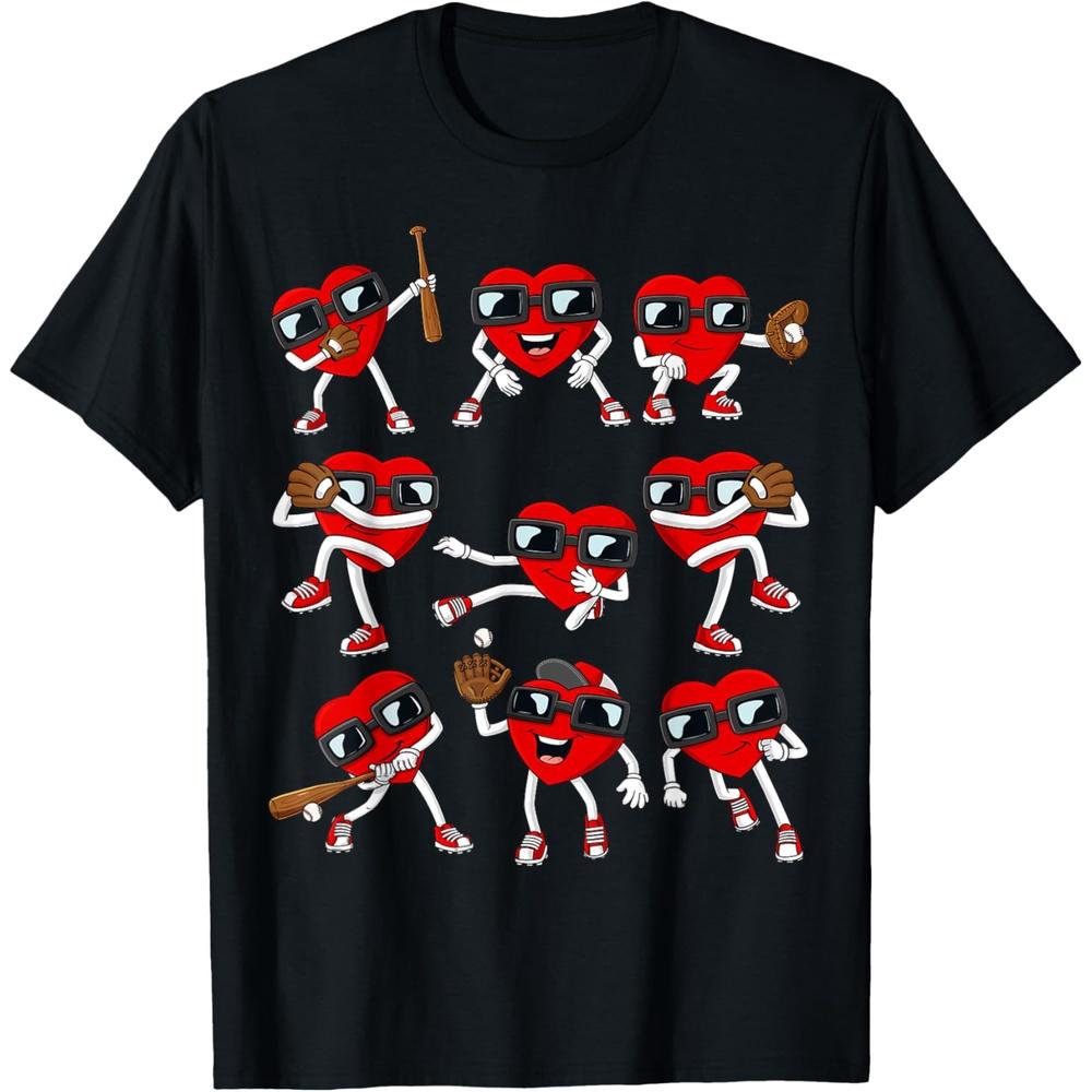 Valentines Day Heart Baseball Hitter Pitcher Funny Boys Boys Girls T-Shirt XS чёрный