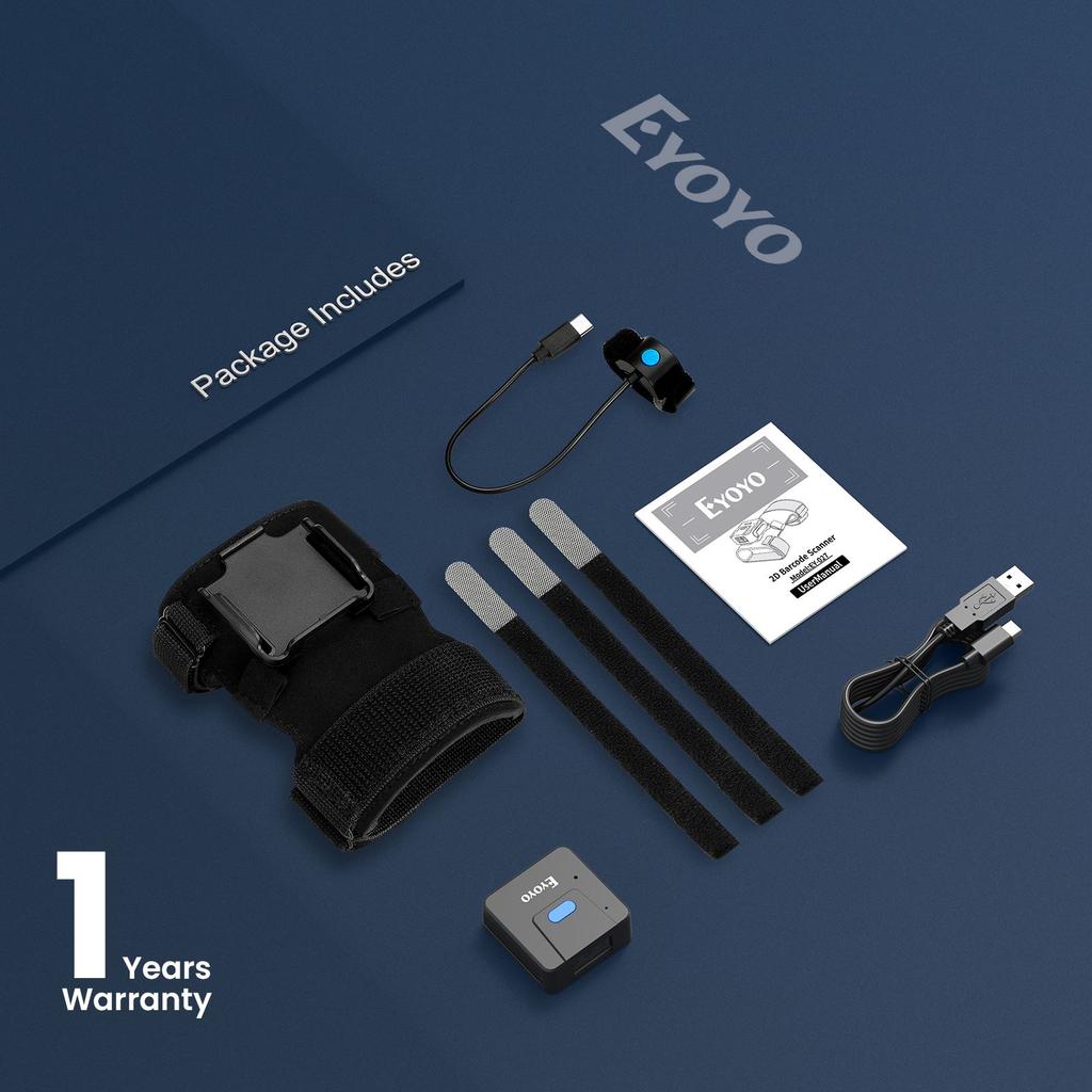 2D Bluetooth čtečka čárových kódů, náramková čtečka, čtečka čárových kódů na prst