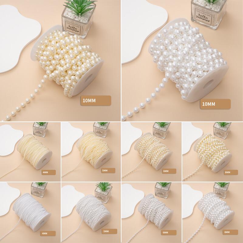 5M Artificial Imitation Pearl Round Beads Chain Wedding Flower Home Decoration DIY Wedding Bridal Bouquet Flower Decor