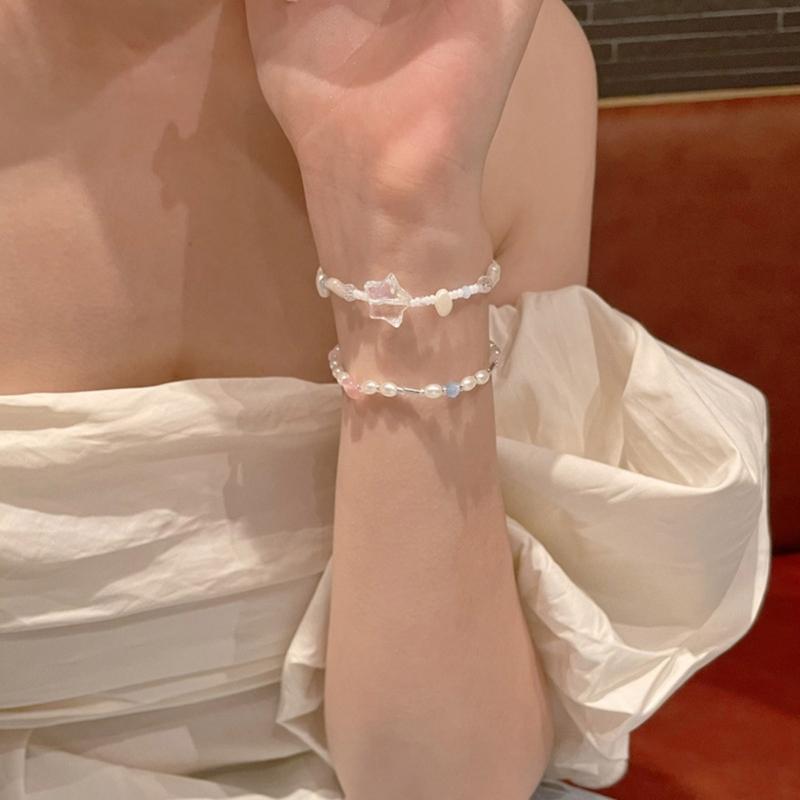 Imitation Pearls Beaded Bracelets Women Light Luxury Design Exquisite High-grade Boudoir Couple Adjustable Jewelry