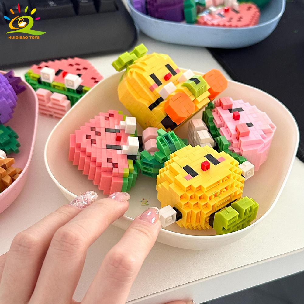 Mini Cute Delicious Fruit Micro Building Blocks 3D Diamond Model Food Bricks DIY City Construction Toys for Children