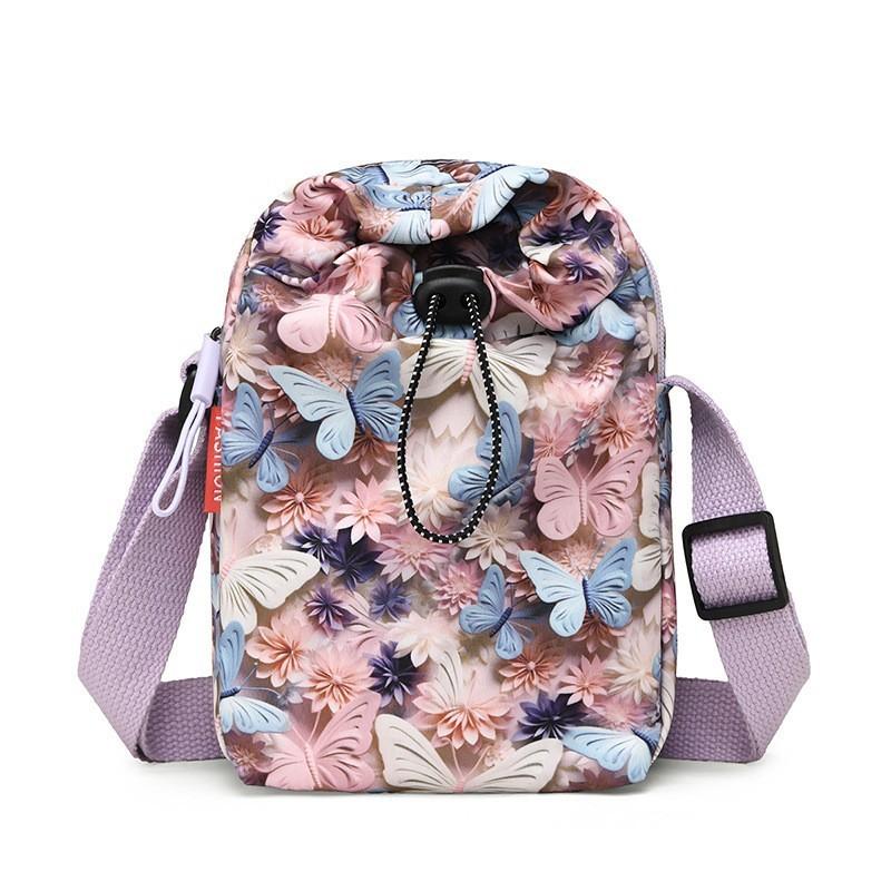 Oxford Fabric Mini Crossbody Bag For Casual Travel With Phone Pocket And Drawstring Closure