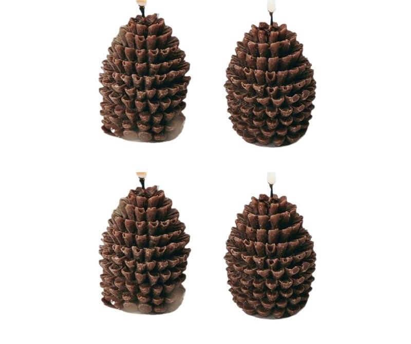 2/4PCS Christmas 3D Pinecone Candles Christmas Atmosphere Photography Arrangement Props Creative Home Decoration Ornaments