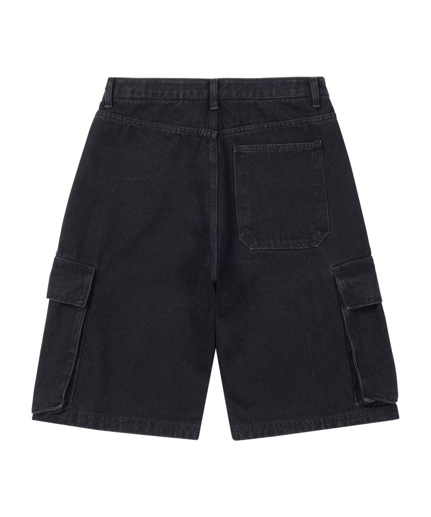 STENDS [M~4Xl] Cargo Pocket Bermuda Denim Pants_Black