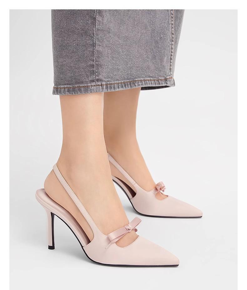 

Fashion Sandals women s shoes 2025 new pointed bow thin heel temperament socialite single shoes summer 35