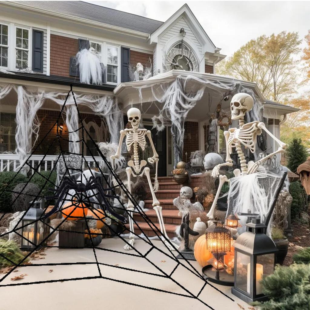 Spider Web Spider Web Outdoor Halloween 8 Light Modes Realistic LED Glow-Up Giant Size For Haunted House Window Door Yard