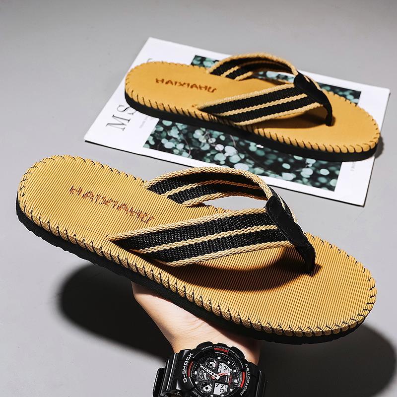 WTEMPO Summer Men's Flip-flops Personalized Outdoor Soft-sole Lightweight Slides Non-slip Indoor Slipper Beach Shoes