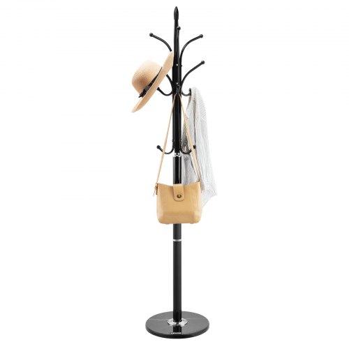 VEVOR Coat Rack Freestanding, Coats Tree Stand with Stable Marble Base & 6 Hooks, Free Standing Hall Coat Rack for Entryway, Bedroom, Office