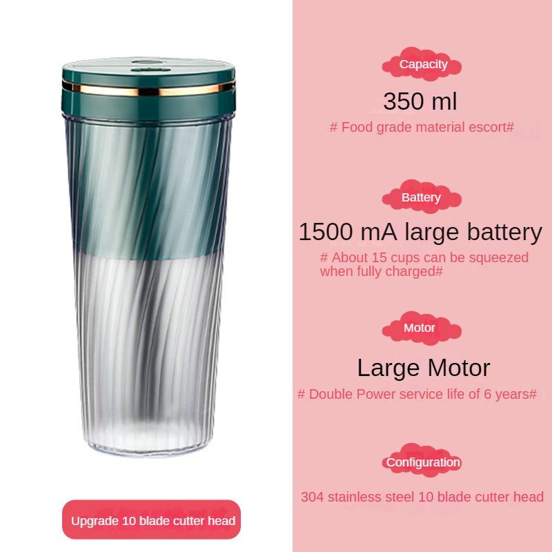 

Портативный блендер для молочных коктейлей и смузи, 10 лезвий, мощный кувшин для сока с USB-аккумулятором для дома, офиса, спорта и улицы.
