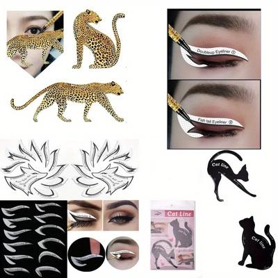 Pegatinas de animales reutilizables, plantilla para dar forma al delineador de ojos, plantilla para sombra de ojos, plantilla para cejas, herramienta de modelado de maquillaje de belleza