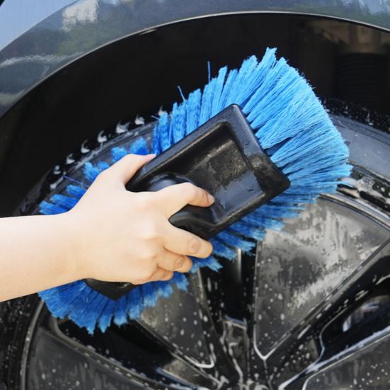 Car Cleaning Brush with Soft Synthetic Bristles Telescopic Handle Built-in Hose Attachment Car Wash Brush
