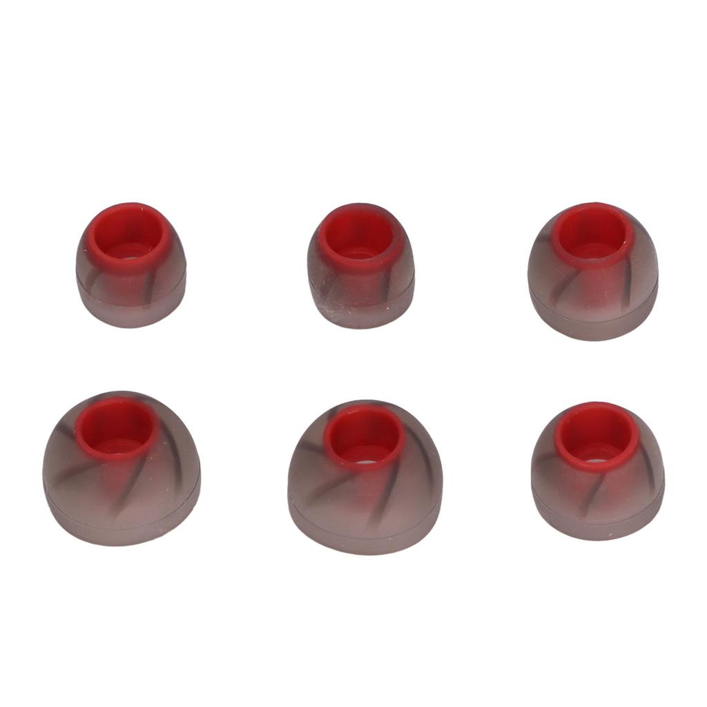 6pcs Earphone Eartips Silicone Soft Noise Isolation 3 Sizes Replacement Earplugs for 4.5‑6.5mm Sound HoleGray Red