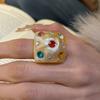 New Trendy Colorful Rhinestone Resin Finger Rings for Women Girls Sweet Chunky Irregular Geometric Rings Aesthetic Jewelry Gift