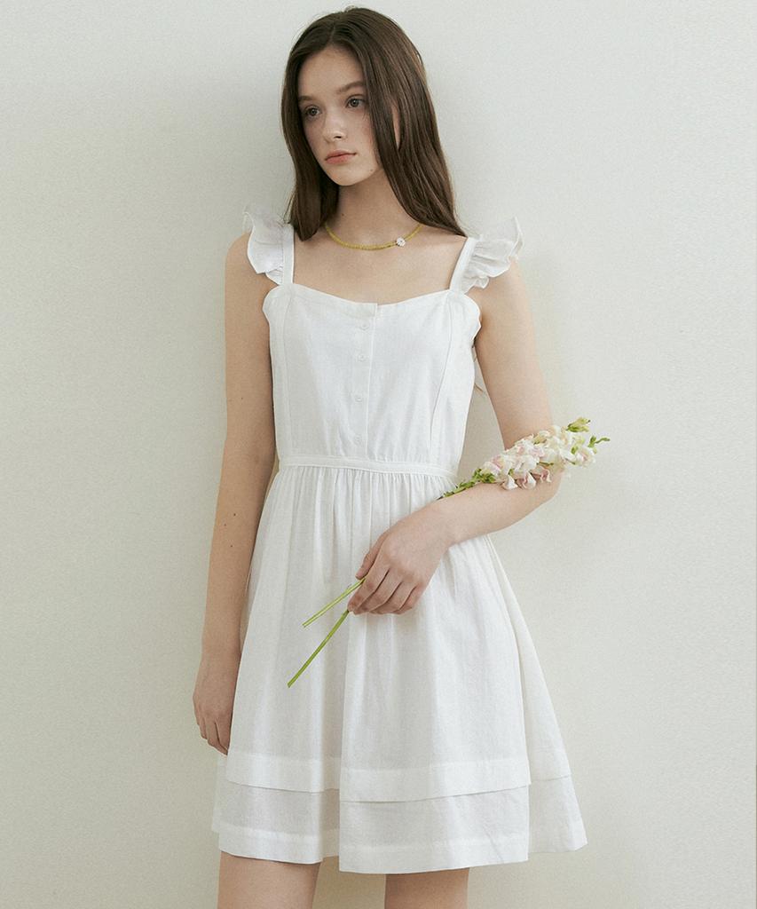 Riorg Fra Lace Frill Sleeveless Mini Ops White