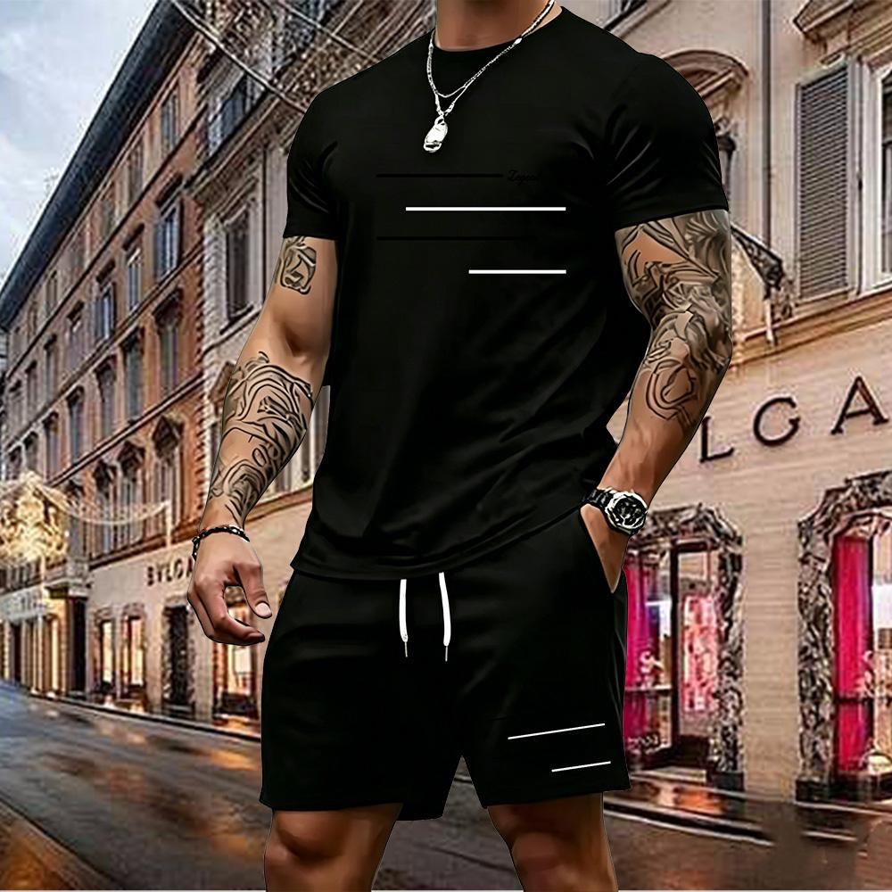 Men's Two-piece Sportswear Short-sleeved T-shirt and Pants Set Running and Fitness Sportswear Summer 2026 Big Discount