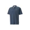 Solid Color Casual Short Sleeve Polo Shirt Unisex Tops Midnight-Blue 620371-16