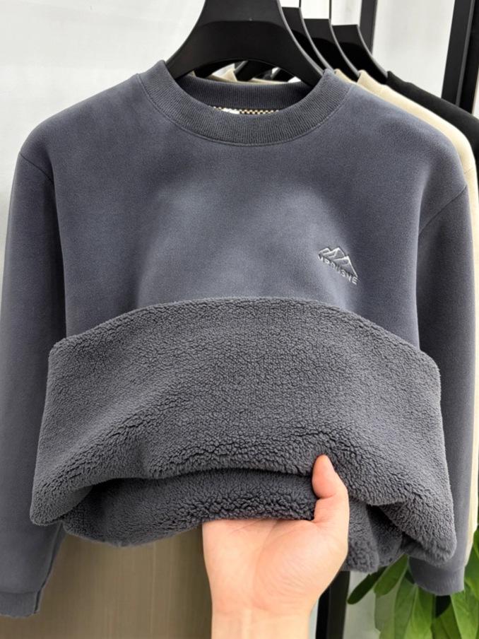 Men's Lambswool Velvet Thick Round Neck Winter Sweater - Super Warm Hoodie