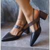 New Elegant Women's Pointy Chunky Sandals Summer Casual Classic Office High Heel Wedding Shoes Women Plus Pumps Shoes