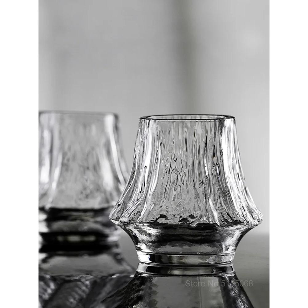 Japan Fuji Mountain Irregular Old Fashioned Whiskey Glass Volcanic Wine Cup Artwork Present Box Whisky Tumbler Brandy Snifter