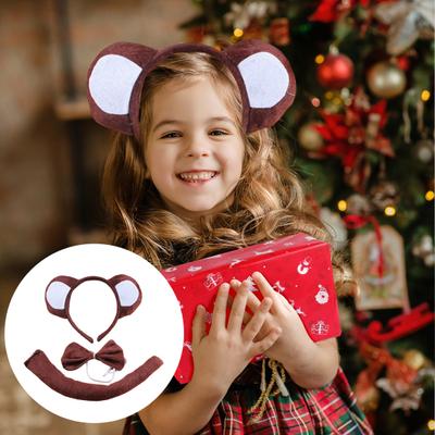 Tierkostüm mit Ohren, Stirnband, Schwanz und Fliege, Set für Kleinkinder und Kinder, verstellbares Tierkostüm aus Plüsch für Halloween, Cosplay-Auftritt