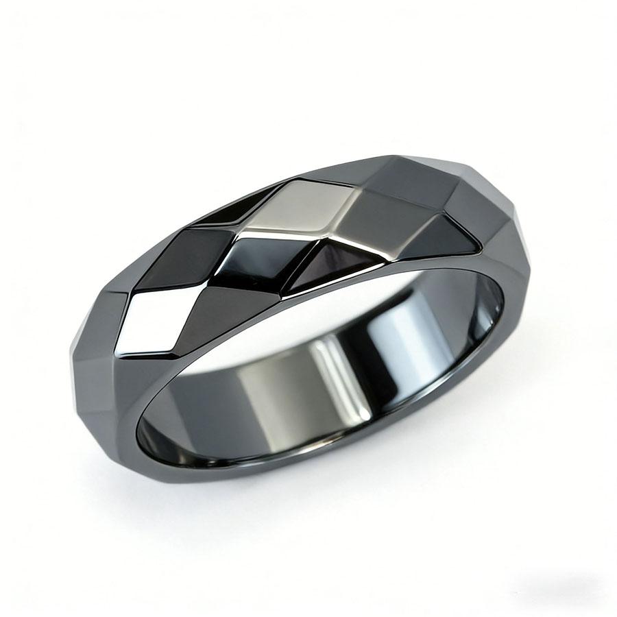 Anillo para Hombre de Piedra Hematita 4 Tallas Disponibles Piedra Negra Multifacética Accesorios para la Mano Energía Positiva Meditación Sanación Anillo