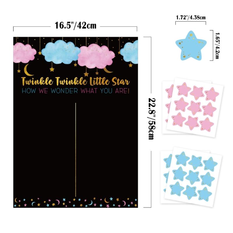 Gender Reveal Party Supplies Cloud Poster with Boy Girl Stickers for Baby Shower Gender Announcement Party Accessories