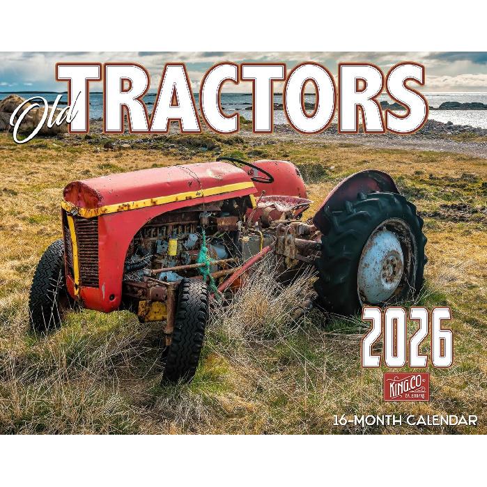 Настенный календарь «Старые тракторы» на 2026 год, 16 месяцев, очень большой размер 14x22, Лучший календарь сельскохозяйственной техники от The KING Company-Monster Calendars 2026 Old Tractors Wall Ca