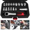 17Pcs Penetrating Ratchet Socket Wear Resist Two-Way Wrench Set Multi-Purpose Piercing Ratchet Sleeve for Home Garage Tool