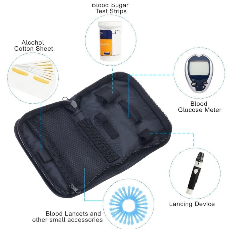 Prerequisites Glucose Test Set Travel Case With Protective Dividers Waterproof Fabric For Diabetic Management Essentials