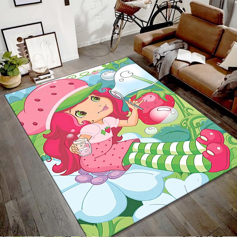 1pc Strawberry Princess4 Design Printed Area Rug Carpet for Bedroom Living Room Home Decor Rugs Mat Non Slip Mat Rug for Bedside